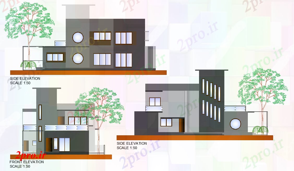 دانلود نقشه هتل - رستوران - اقامتگاه نما از طرحی مسکن 21 در 34 متر (کد78017)