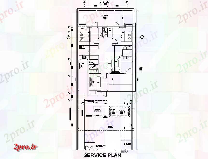 دانلود نقشه مسکونی ، ویلایی ، آپارتمان خدمات طرحی خانه چیدمان 10 در 14 متر (کد78047)