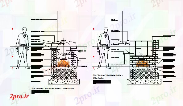 دانلود نقشه ماشین الات کارخانه جزئیات بخش طراحی از طراحی دیگ بخار آب داغ (کد78056)