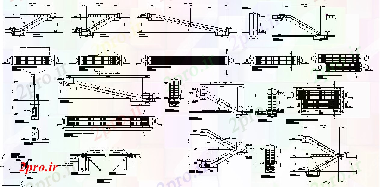 دانلود نقشه  جزئیات آسانسور و   پله برقی انواع و  در  (کد78099)