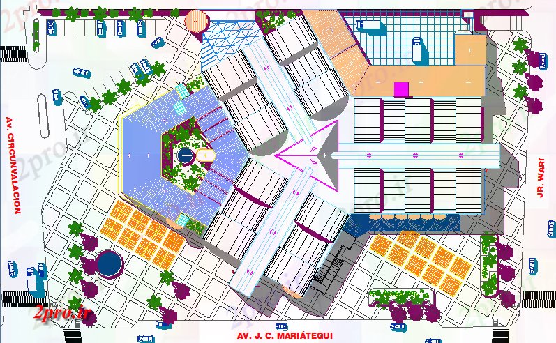 دانلود نقشه هایپر مارکت - مرکز خرید - فروشگاه نمای ایزومتریک از طبقه همکف مرکز خرید 82 در 107 متر (کد78118)