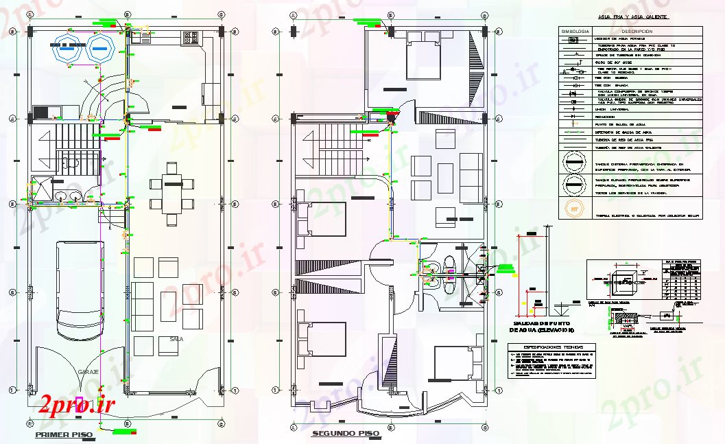 دانلود نقشه مسکونی ، ویلایی ، آپارتمان طبقه اول به طبقه دوم خانه 8 در 16 متر (کد78169)