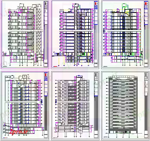 دانلود نقشه مسکونی  ، ویلایی ، آپارتمان  همه نما و مقطعی جزئیات طرفه از آپارتمان   مسکونی ساخت (کد78218)