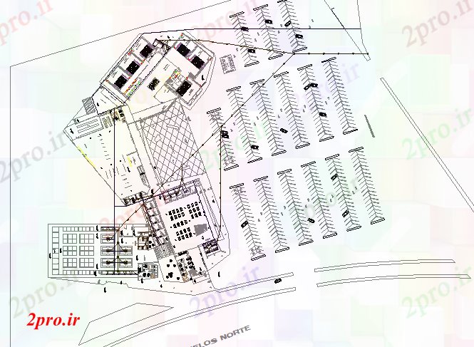 دانلود نقشه هایپر مارکت  - مرکز خرید - فروشگاه تجاری محوطه سازی مرکز محبوب و ساختار جزئیات (کد78226)