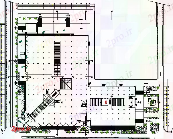 دانلود نقشه هایپر مارکت - مرکز خرید - فروشگاه جزئیات طراحی معماری خرید مینی مرکز 195 در 239 متر (کد78232)