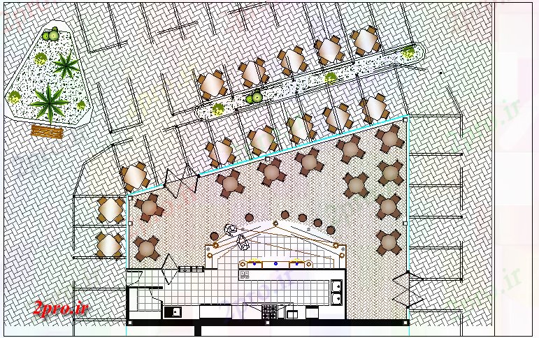 دانلود نقشه هایپر مارکت  - مرکز خرید - فروشگاه محوطه سازی و جزئیات طراحی از چند طبقه مرکز خرید (کد78239)
