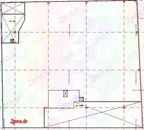 دانلود نقشه هایپر مارکت - مرکز خرید - فروشگاه جزئیات طرحی کلی از طبقه دوم مرکز خرید 41 در 44 متر (کد78277)