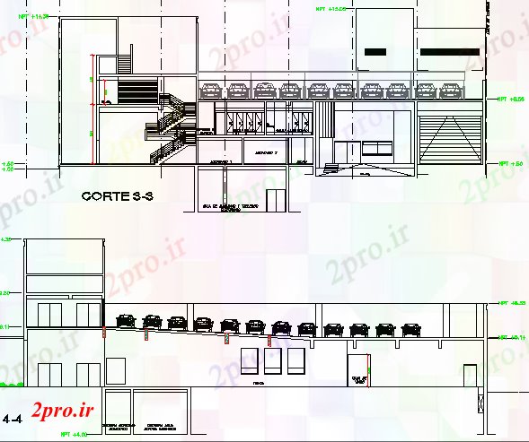 دانلود نقشه هایپر مارکت  - مرکز خرید - فروشگاه پارکینگ اتومبیل جزئیات مقطعی از خرید پروژه مرکز (کد78280)