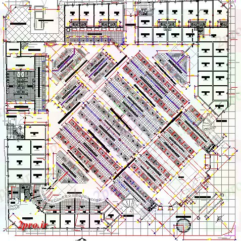 دانلود نقشه هایپر مارکت  - مرکز خرید - فروشگاه کوتاه مرکز خرید طرحی معماری جزئیات (کد78316)
