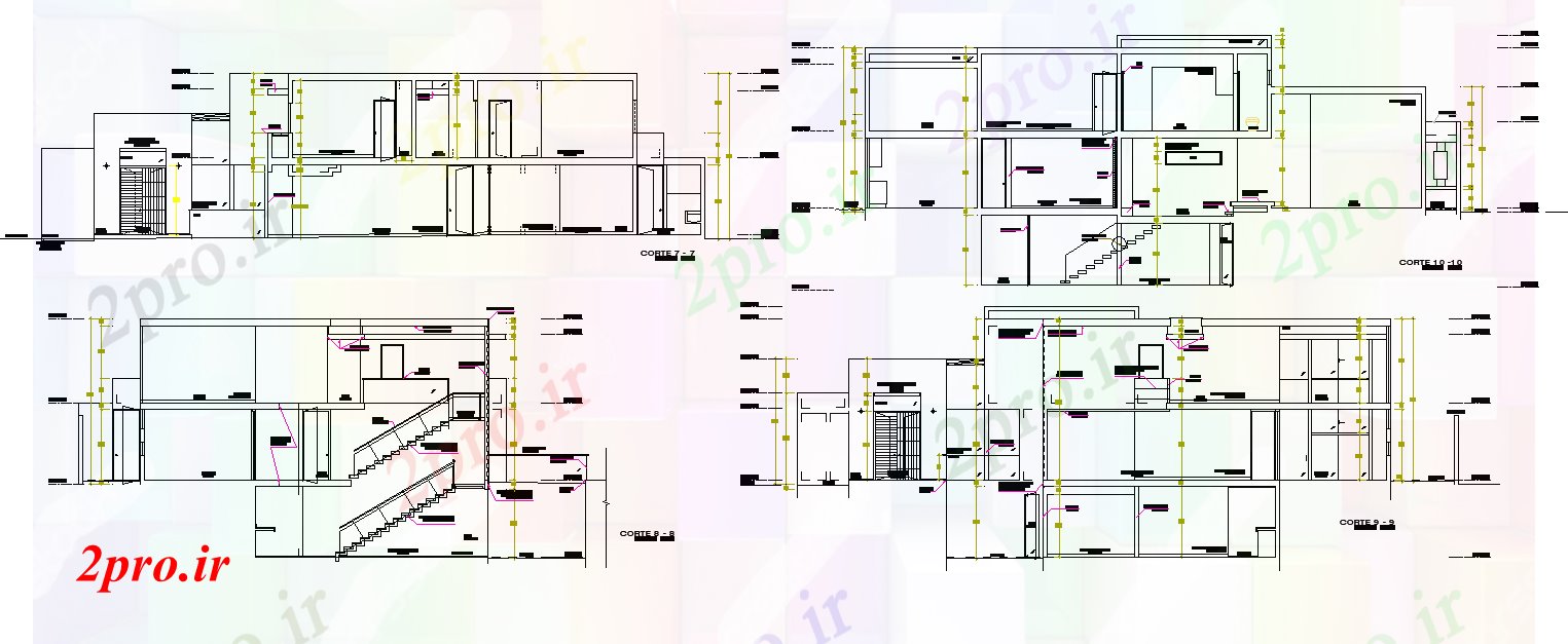 دانلود نقشه مسکونی ، ویلایی ، آپارتمان جزئیات بخش های تک خانواده طرحی خانه 9 در 10 متر (کد78345)