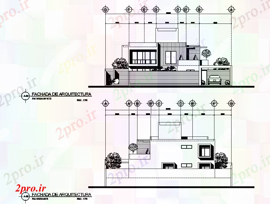 دانلود نقشه مسکونی ، ویلایی ، آپارتمان جزئیات نما طرحی خانه 13 در 13 متر (کد78351)