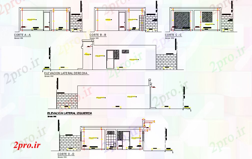دانلود نقشه مسکونی ، ویلایی ، آپارتمان جزئیات در نما خانه و بخش طرحی 6 در 9 متر (کد78354)