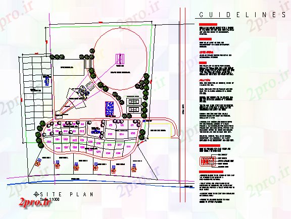 دانلود نقشه ساختمان دولتی ، سازمانی طرحی محوطه سازی از موضع کاروان طراحی 17 در 21 متر (کد78368)