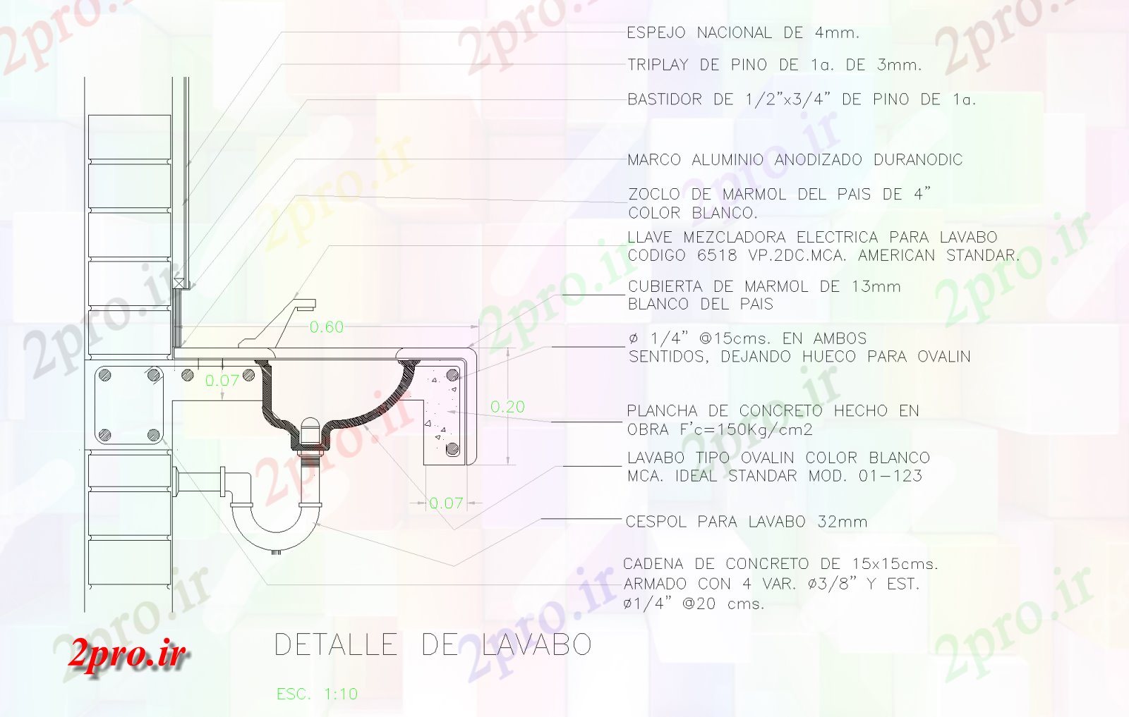 دانلود نقشه بلوک حمام طرحی روشویی جزئیات  (کد78381)