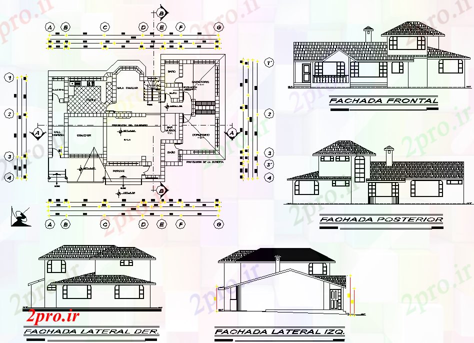 دانلود نقشه مسکونی ، ویلایی ، آپارتمان نما و طراحی مسکن جزئیات 12 در 19 متر (کد78408)
