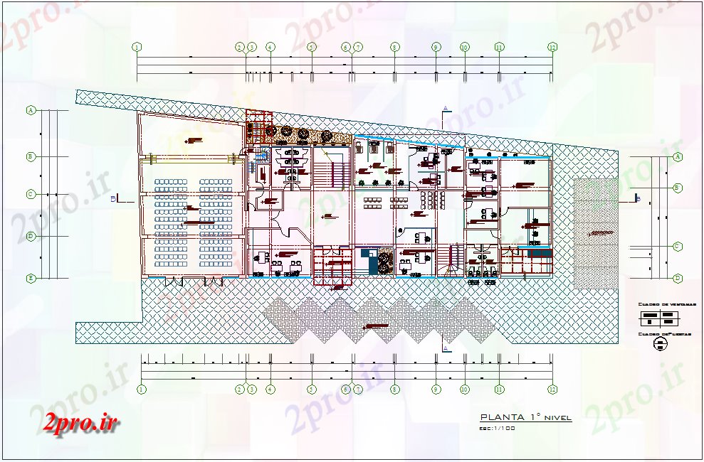 دانلود نقشه ساختمان دولتی ، سازمانی ساختمان شهرداری برای اولین بار طرحی طبقه دیدگاه معماری 17 در 29 متر (کد78410)