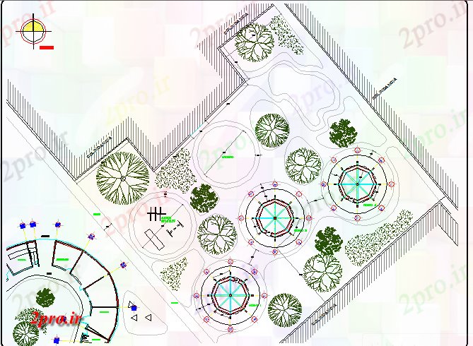 دانلود نقشه باغ شخصیجزئیات محوطه سازی از تک دان بازار 59 در 78 متر (کد78437)