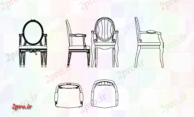 دانلود نقشه بلوک میز و صندلینوع های مختلف از طراحی صندلی (کد78457)