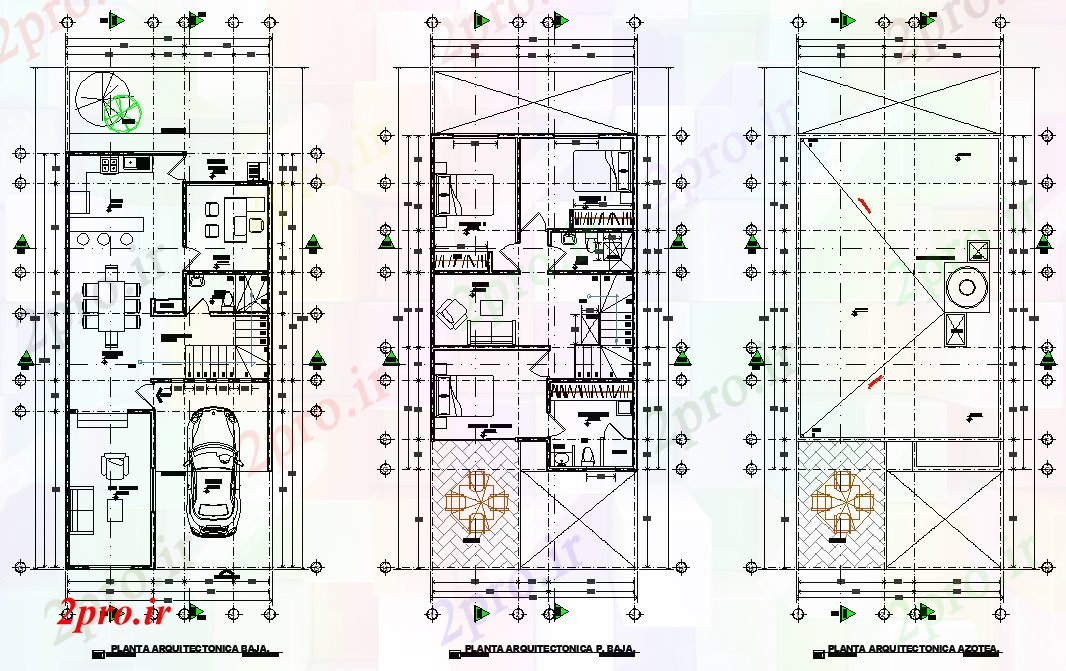 دانلود نقشه مسکونی ، ویلایی ، آپارتمان خط مرکز طراحی خانه 8 در 12 متر (کد78480)
