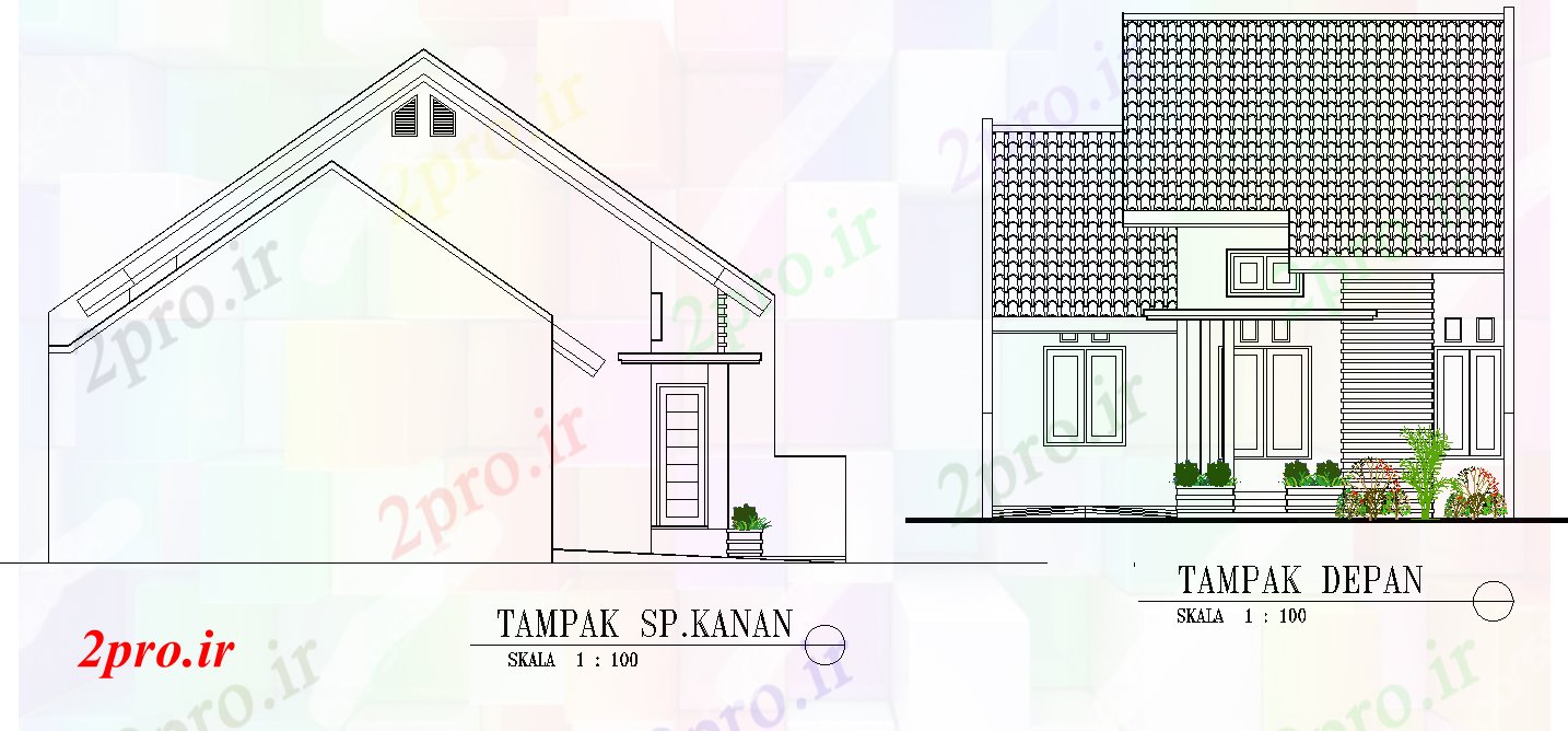 دانلود نقشه مسکونی ، ویلایی ، آپارتمان نما و بخش طرحی خانه کوچک جزئیات 8 در 10 متر (کد78582)