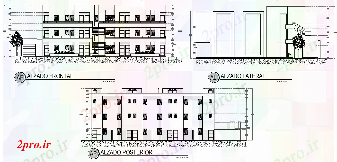 دانلود نقشه هتل - رستوران - اقامتگاه نما بخش خانه طرح 17 در 24 متر (کد78586)