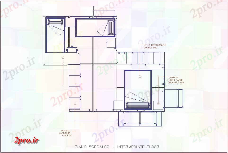 دانلود نقشه بلوک مبلمان طبقه متوسط ​​از خانه با مبلمان  (کد78663)