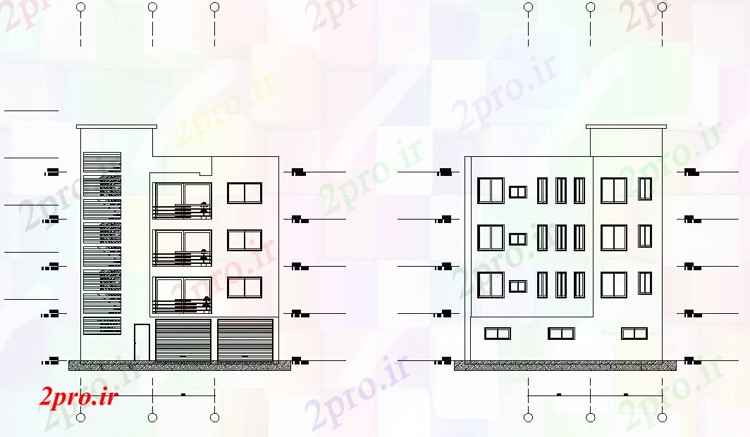 دانلود نقشه مسکونی ، ویلایی ، آپارتمان نما محل زندگی طراحی 6 در 11 متر (کد78675)