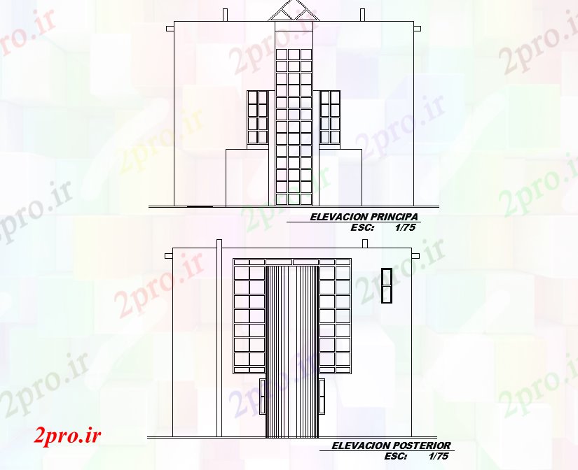 دانلود نقشه مسکونی ، ویلایی ، آپارتمان جزئیات نما خانواده کوچک طرحی خانه اتوکد 8 در 9 متر (کد78686)