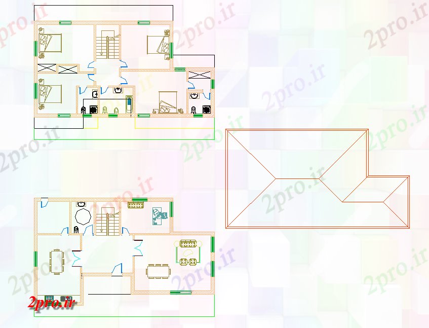 دانلود نقشه هتل - رستوران - اقامتگاه مسکن کارخانه 9 در 17 متر (کد78691)