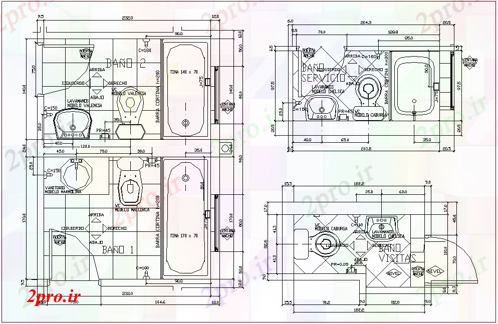 دانلود نقشه بلوک حمام و توالتطرحی حمام با نمای طراحی های مختلف برای آپارتمان   (کد78704)
