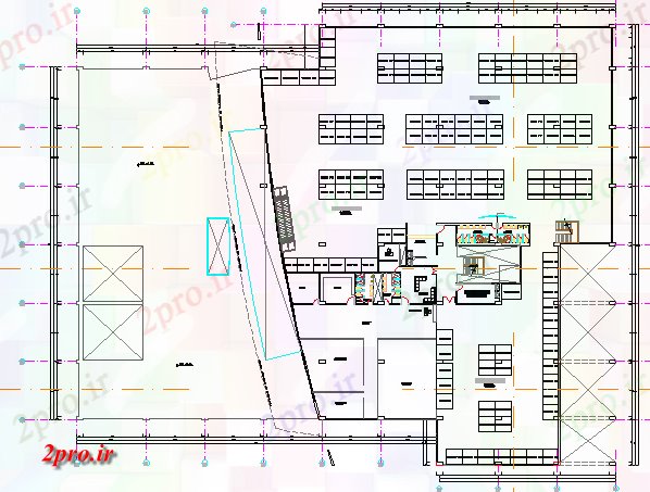 دانلود نقشه هایپر مارکت  - مرکز خرید - فروشگاه طرحی طبقه سوم جزئیات طرحی خرید  مرکز (کد78779)