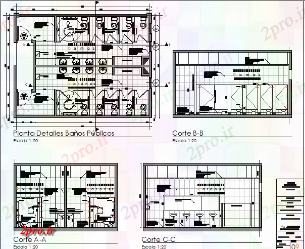 دانلود نقشه بلوک حمام و توالتحمام عمومی جزئیات خودکار  در مرکز خرید (کد78781)