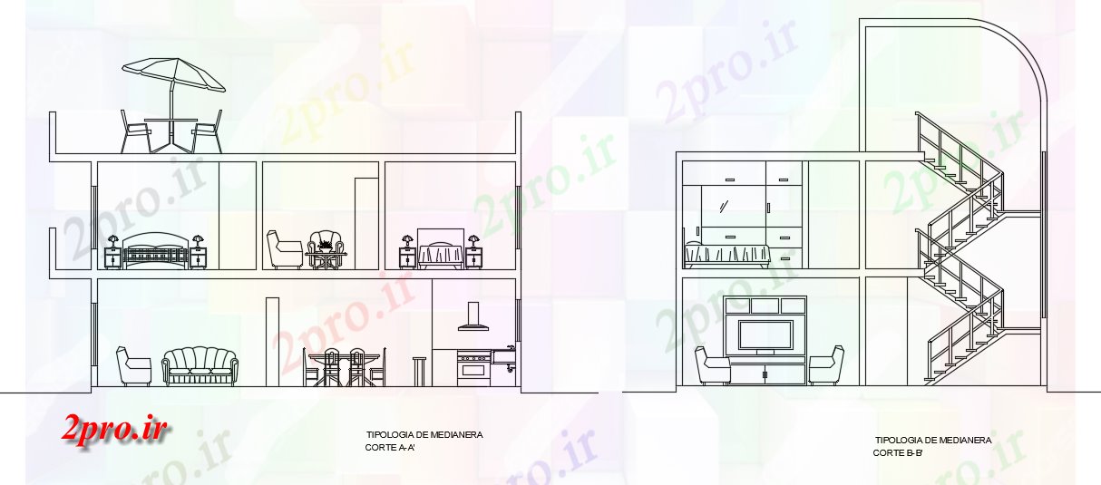 دانلود نقشه مسکونی ، ویلایی ، آپارتمان تنها پروژه محل اقامت خانواده 40 در 62 متر (کد78808)