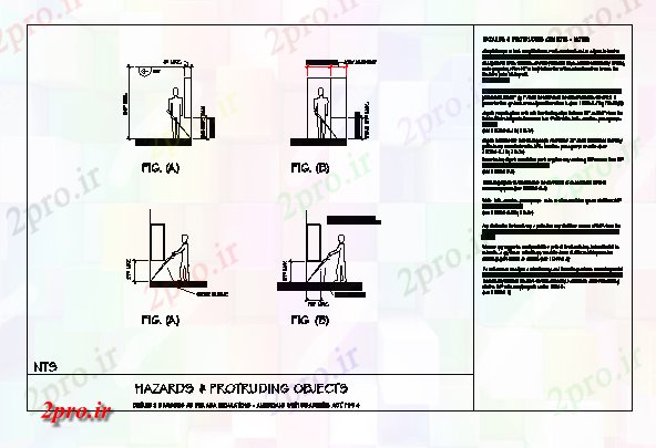 دانلود نقشه جزئیات ساخت و ساز خطرات و بیرون زده اشیاء طراحی (کد78846)