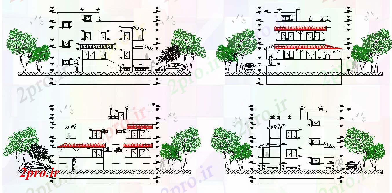 دانلود نقشه هتل - رستوران - اقامتگاه نما از طرحی خانه 8 در 12 متر (کد78862)