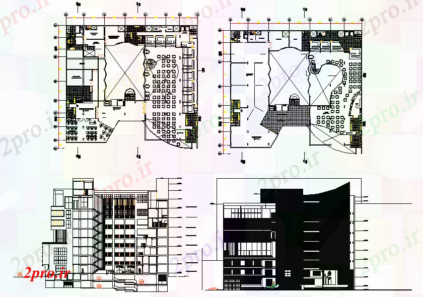 دانلود نقشه ساختمان مرتفعبالا تجاری - افزایش پروژه ساختمان 46 در 47 متر (کد78891)