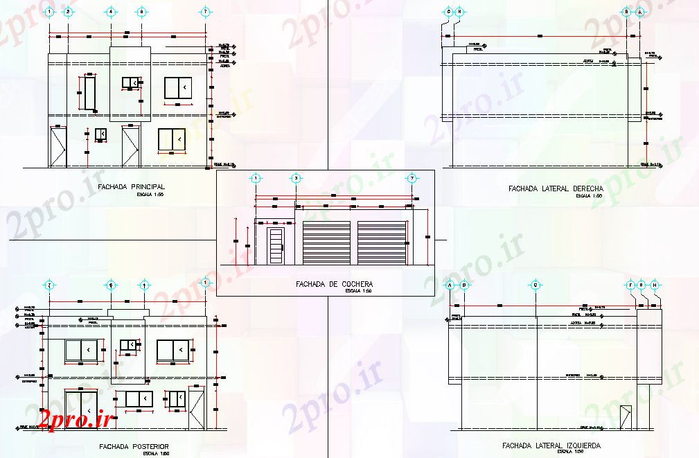 دانلود نقشه مسکونی ، ویلایی ، آپارتمان پروژه نمای خانه اجرایی 8 در 11 متر (کد78918)