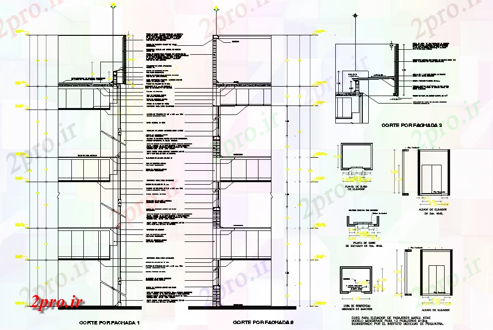 دانلود نقشه  جزئیات آسانسور و   طرحی   و بخش  (کد78929)