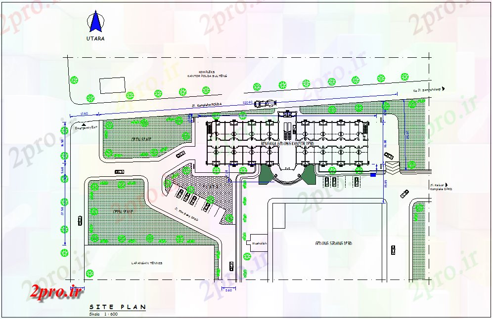 دانلود نقشه ساختمان دولتی ، سازمانی طرحی سایت ستاد طراحی سولاوسی با نمای معماری 10 در 26 متر (کد79048)