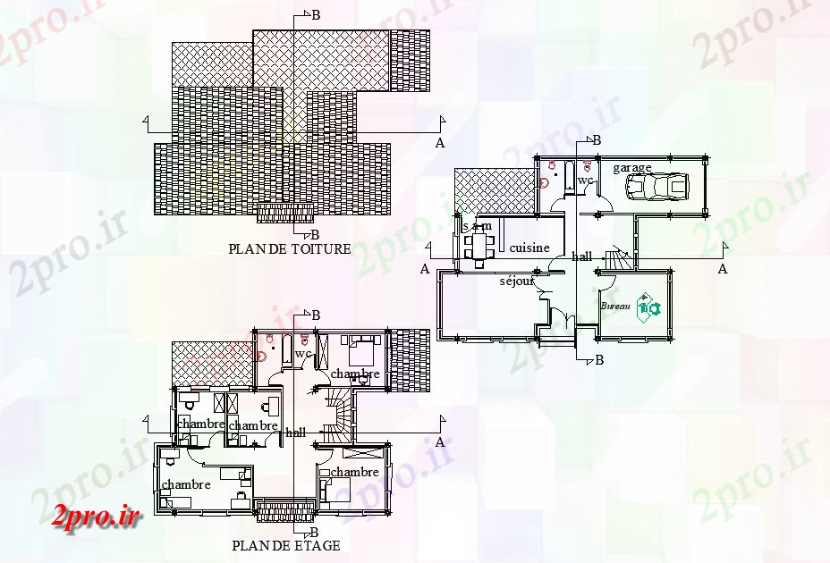 دانلود نقشه مسکونی ، ویلایی ، آپارتمان ویلا برنامه ریزی 11 در 17 متر (کد79067)