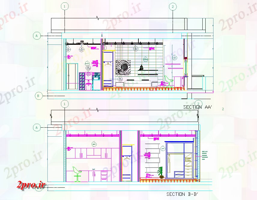 دانلود نقشه مسکونی ، ویلایی ، آپارتمان بخش پروژه خانه طرح 9 در 9 متر (کد79114)