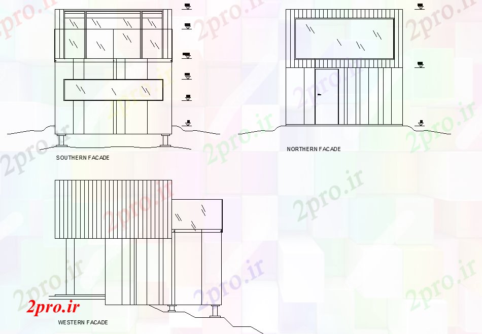 دانلود نقشه مسکونی  ، ویلایی ، آپارتمان  جزئیات کمپینگ نما  طرحی کابین (کد79121)