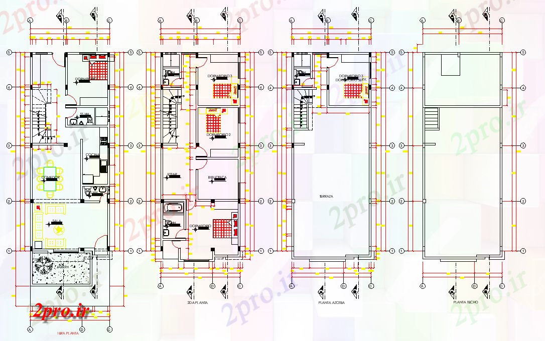 دانلود نقشه مسکونی ، ویلایی ، آپارتمان محل زندگی 5 در 15 متر (کد79204)