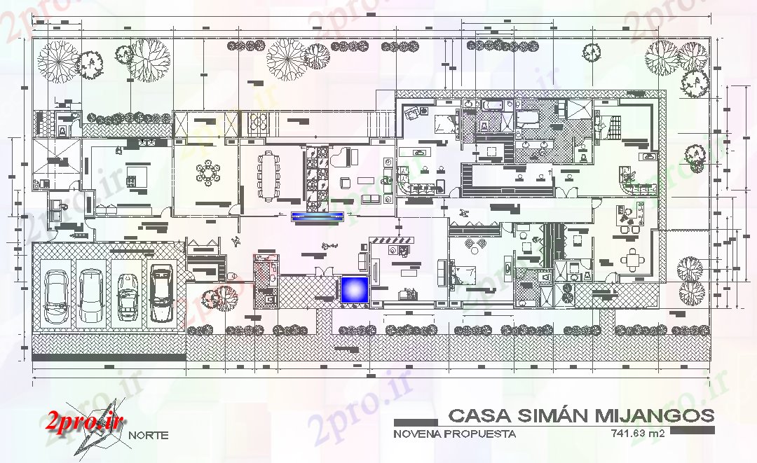دانلود نقشه مسکونی ، ویلایی ، آپارتمان یک دان برنامه ریزی خانه 15 در 47 متر (کد79248)