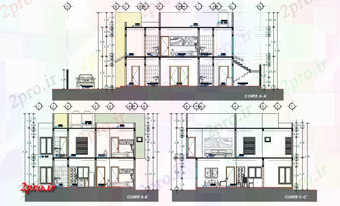 دانلود نقشه مسکونی ، ویلایی ، آپارتمان بخش خانه مسکونی 10 در 15 متر (کد79277)