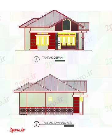 دانلود نقشه مسکونی ، ویلایی ، آپارتمان جبهه و نما سمت چپ طراحی طراحی تک خانواده طراحی خانه طراحی 10 در 11 متر (کد79341)