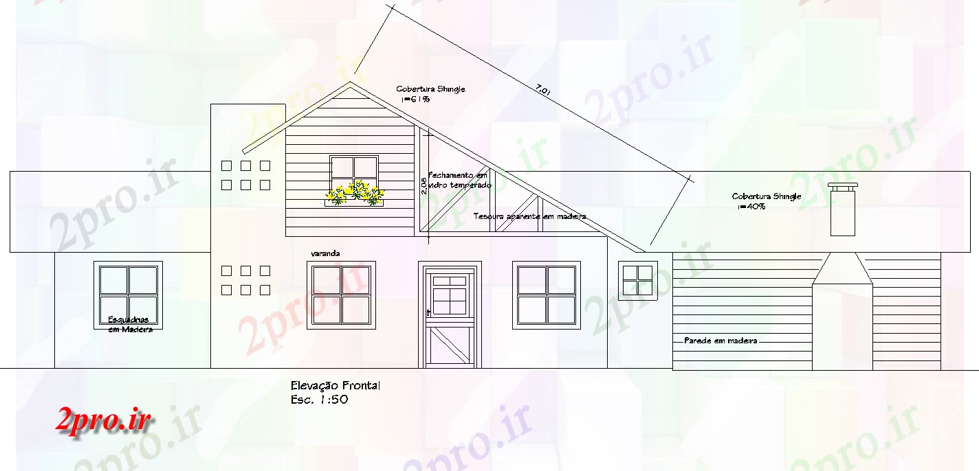 دانلود نقشه مسکونی ، ویلایی ، آپارتمان نما جلو طرحی خانه 12 در 17 متر (کد79379)
