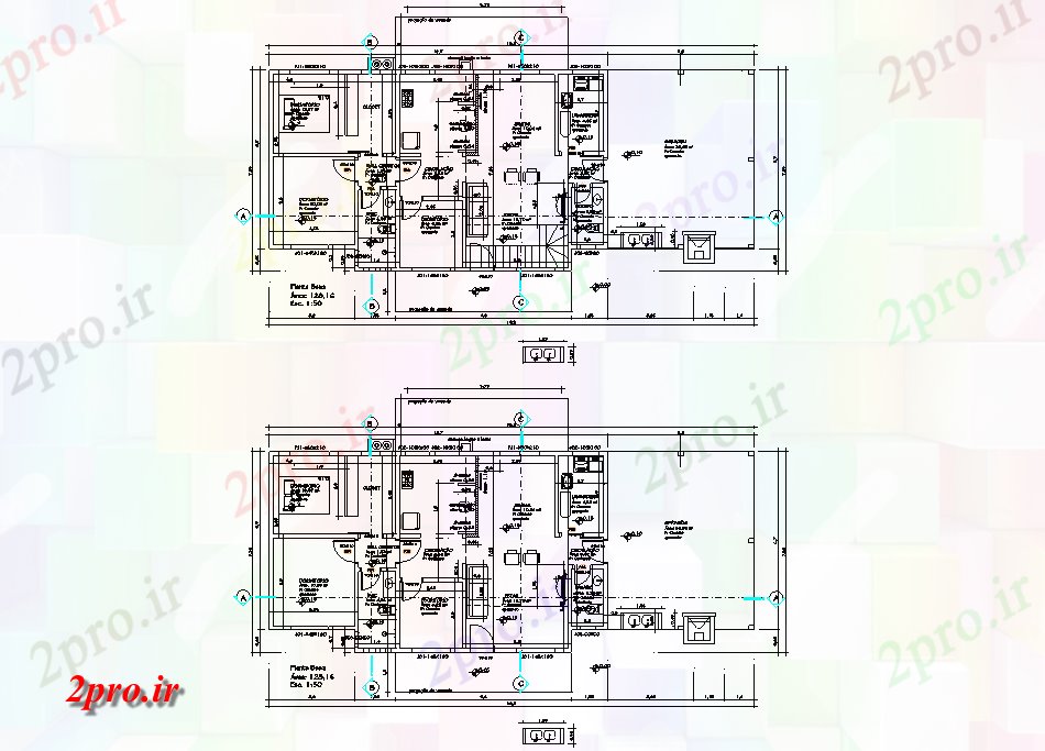 دانلود نقشه مسکونی ، ویلایی ، آپارتمان صفحه اصلی برنامه ریزی 12 در 17 متر (کد79380)