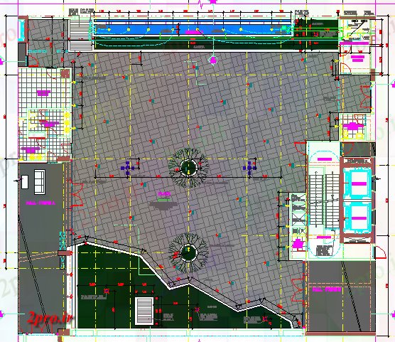 دانلود نقشه ساختمان اداری - تجاری - صنعتی محوطه سازی جزئیات با ساختار مرکز empresarial (کد79404)