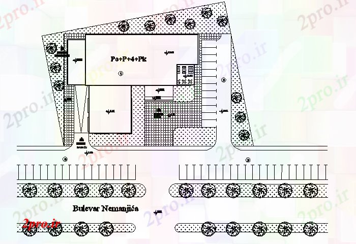 دانلود نقشه باغ شخصیمحوطه سازی جزئیات ساختمان شرکت های بزرگ 17 در 46 متر (کد79423)